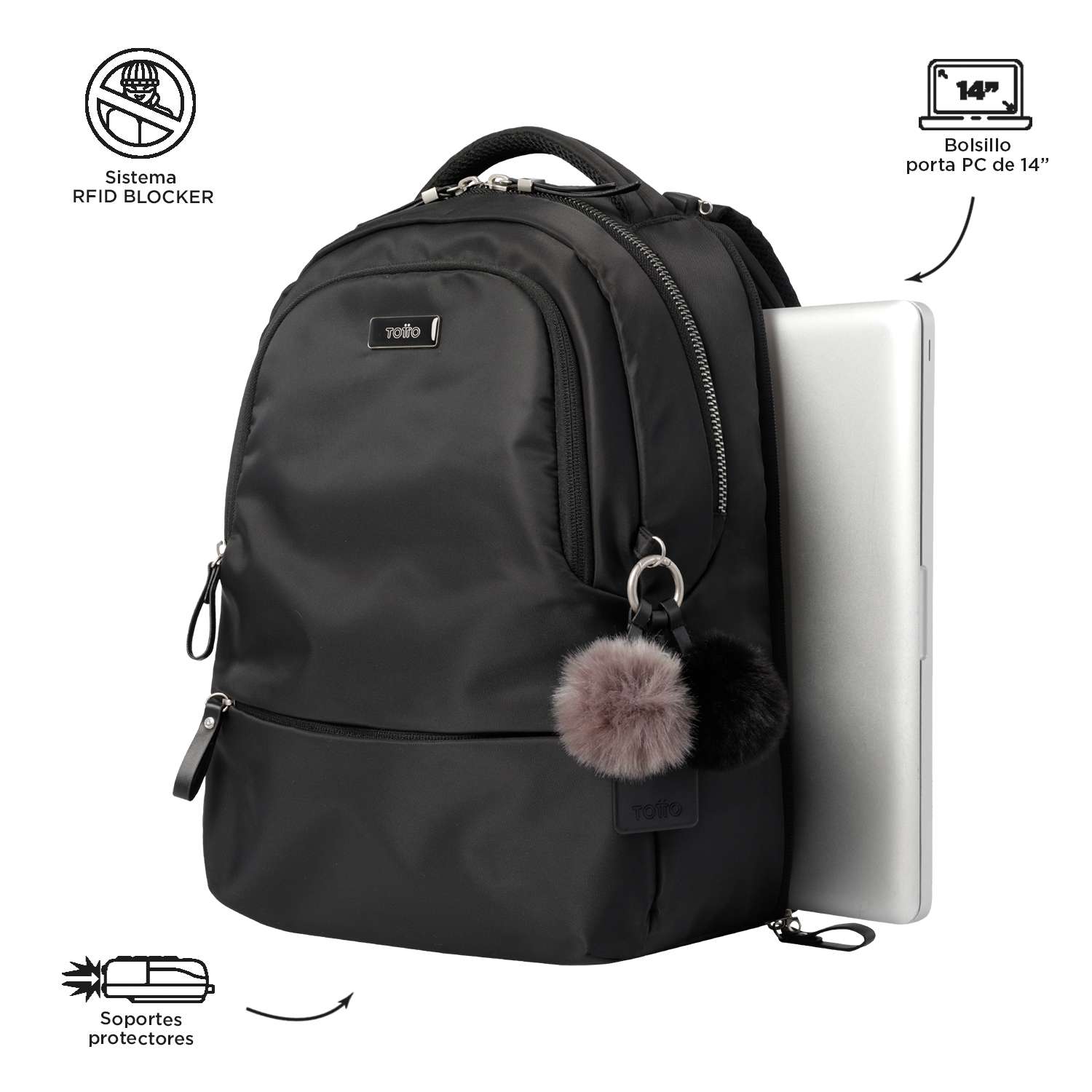 Mochila Totto Feminina P/Pc 15,4" Adelaide 2 N01 ( Imagem 3 de 4 ) - Preview