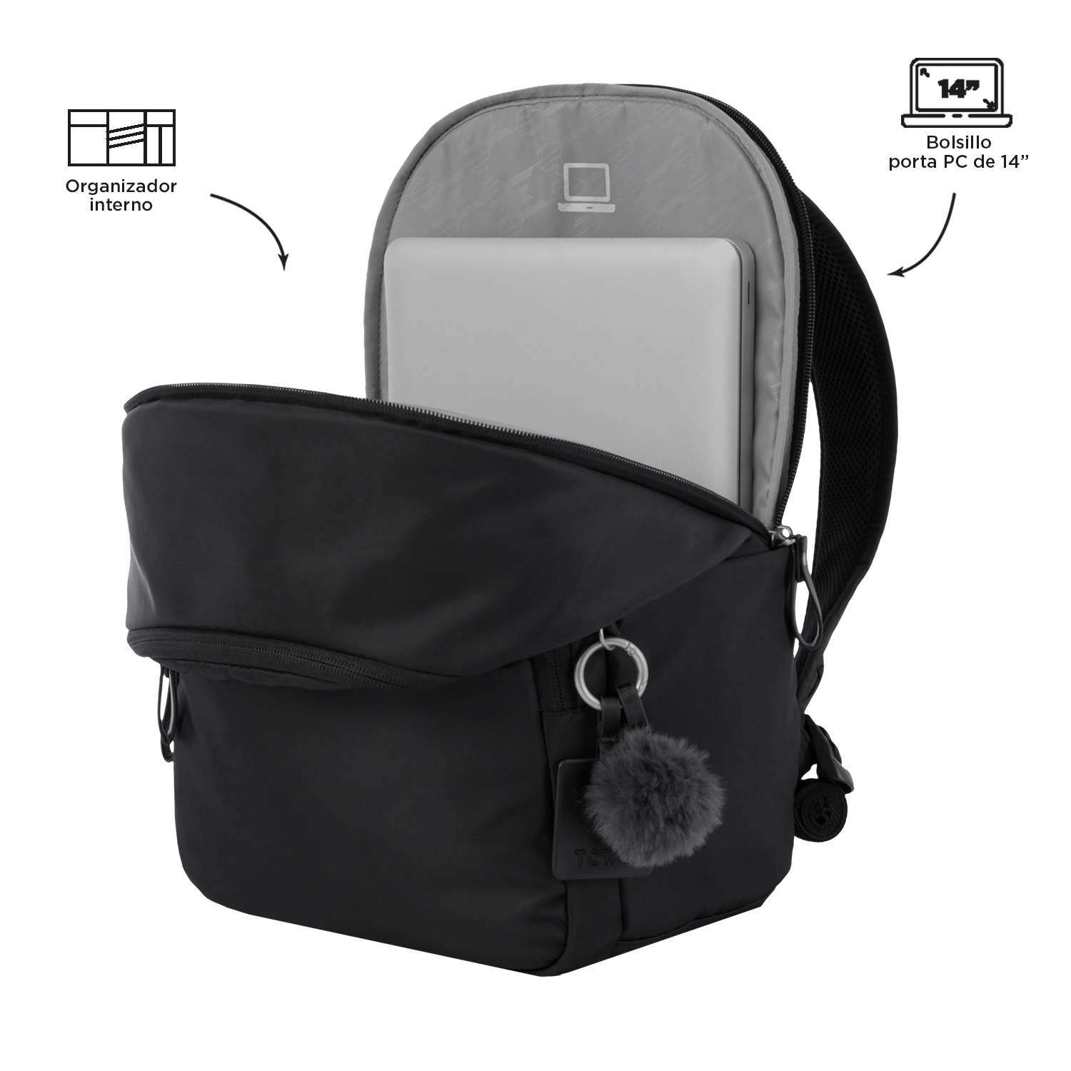 Mochila Totto Feminina P/Pc 13" Adelaide 3 N01 ( Imagem 3 de 4 ) - Preview