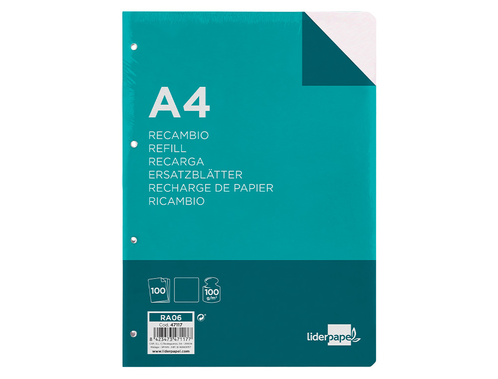 Recarga liderpapel din a4 100 folhas 100g/m2 liso sem margem 4 furos ( Imagem 3 de 17 ) - Preview