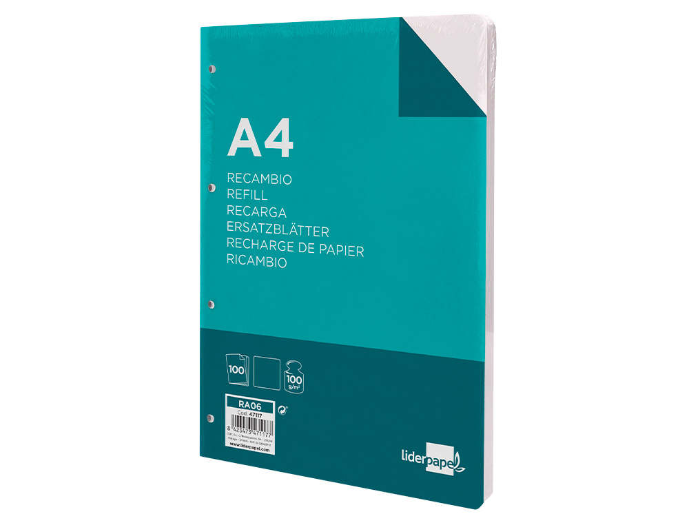 Recarga liderpapel din a4 100 folhas 100g/m2 liso sem margem 4 furos ( Imagem 4 de 17 ) - Preview