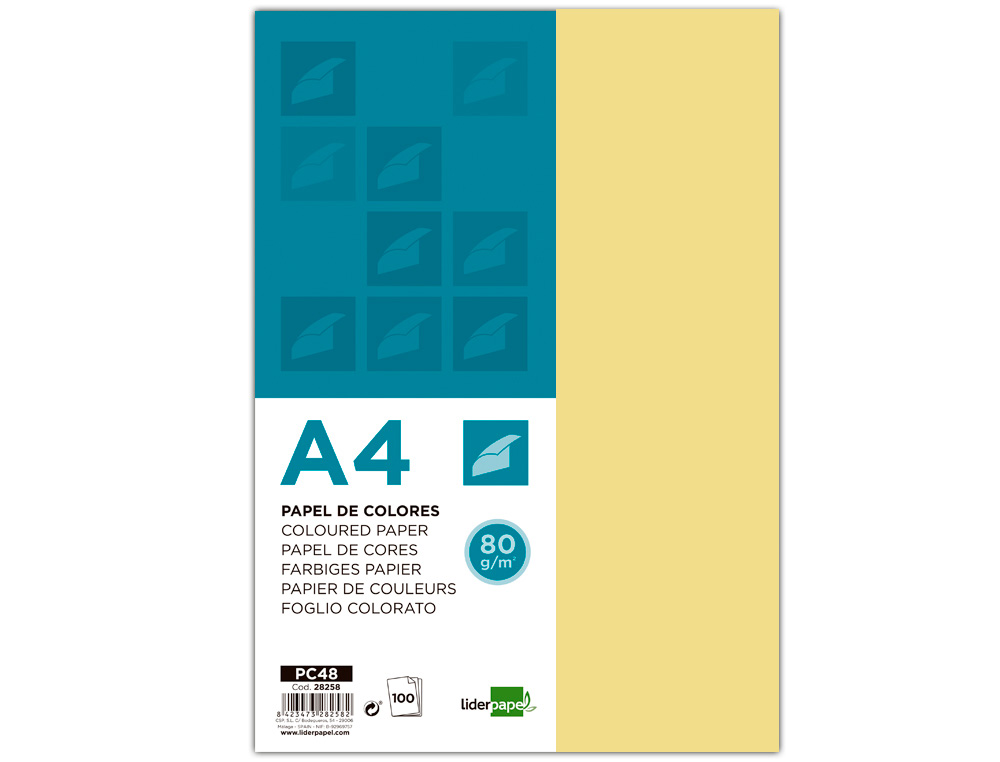 Papel de cor liderpapel din a4 80 gr amarelo resma de 100 folhas ( Imagem 2 de 9 ) - Preview