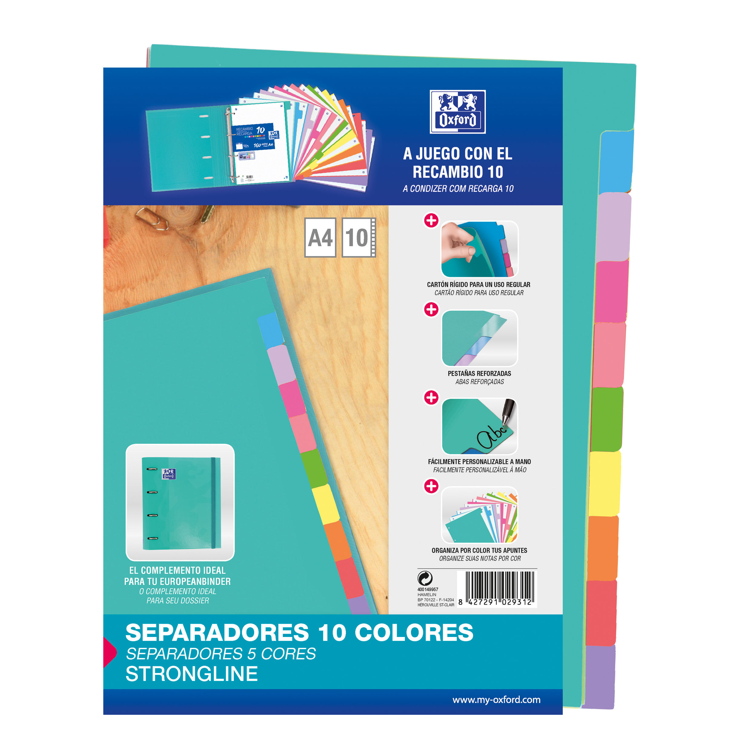 Separador Cartolina A4 10P Oxford Strongline 400149957 ( Imagem 2 de 2 ) - Preview