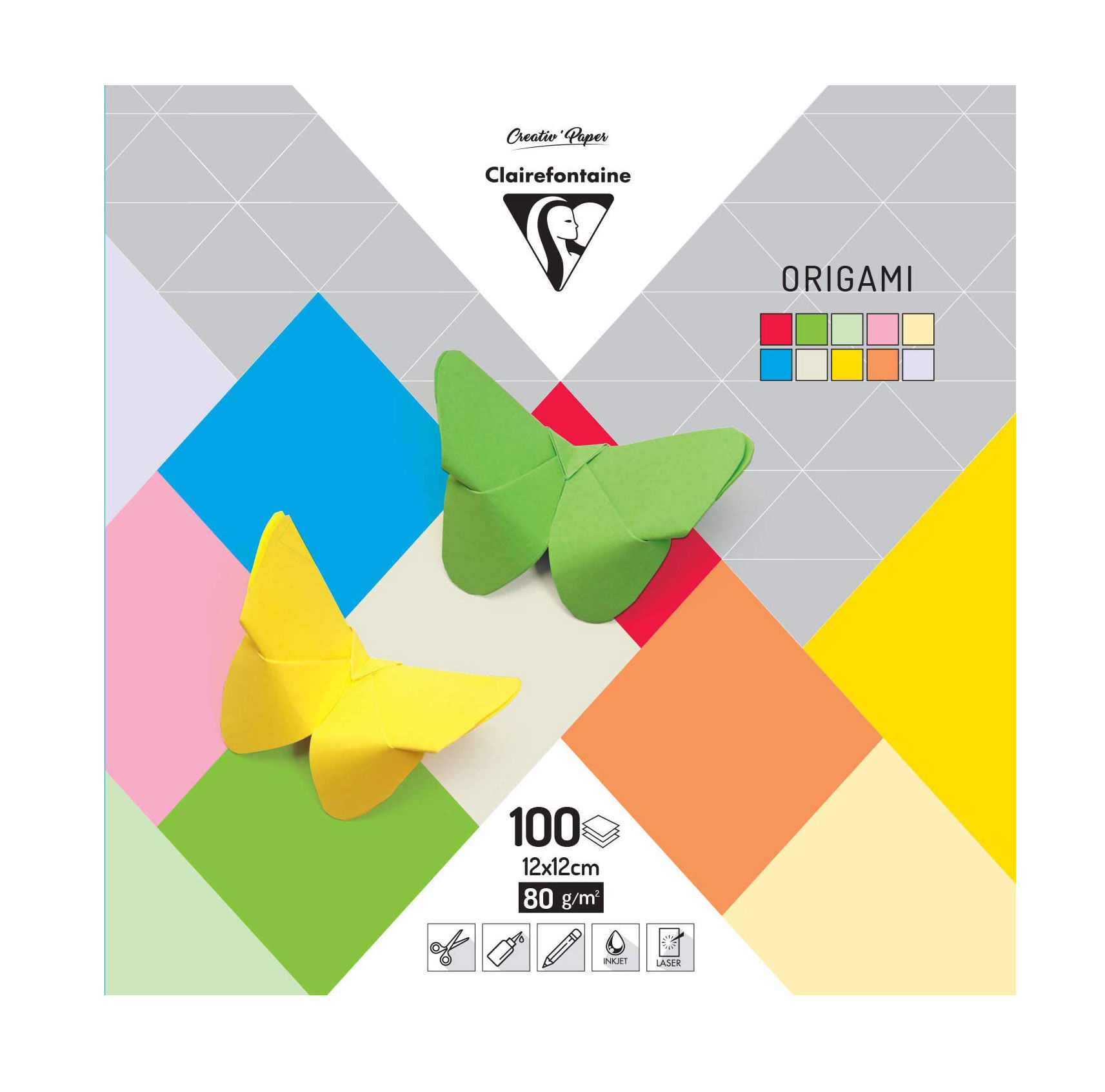 Papel Origami Clairefontaine 12X12Cm 100Fl 10 Cores Lisas Sortidas Cl95008 ( Imagem 2 de 2 ) - Preview