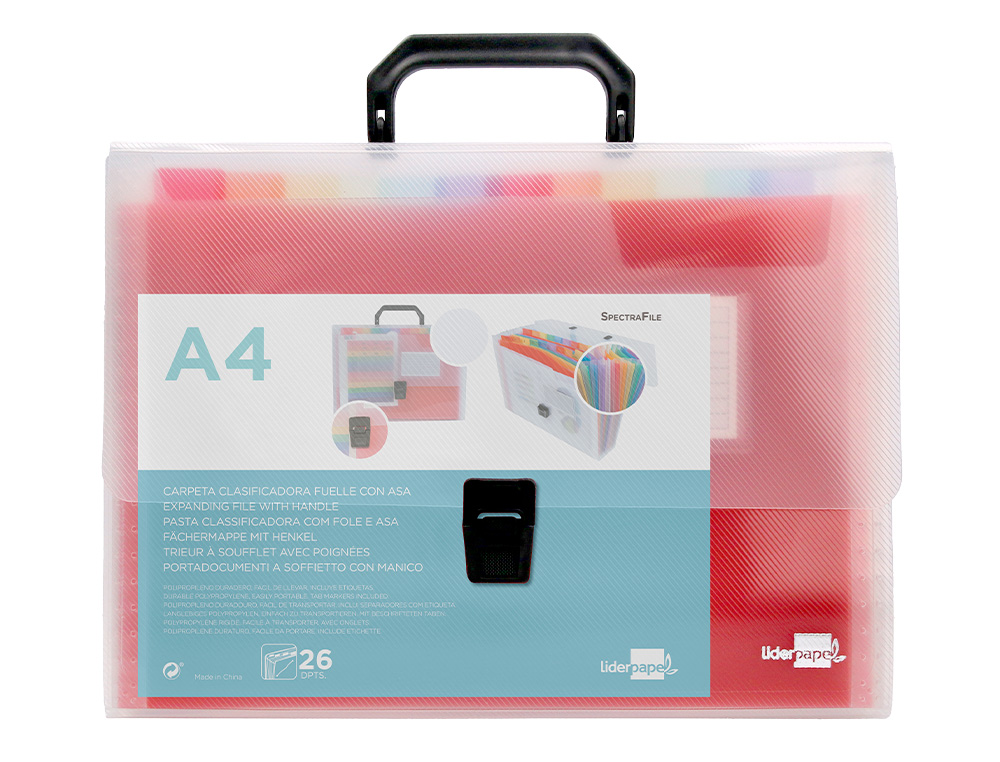 Pasta classificadora com fole liderpapel transparente com 26 departamentos ( Imagem 2 de 17 ) - Preview