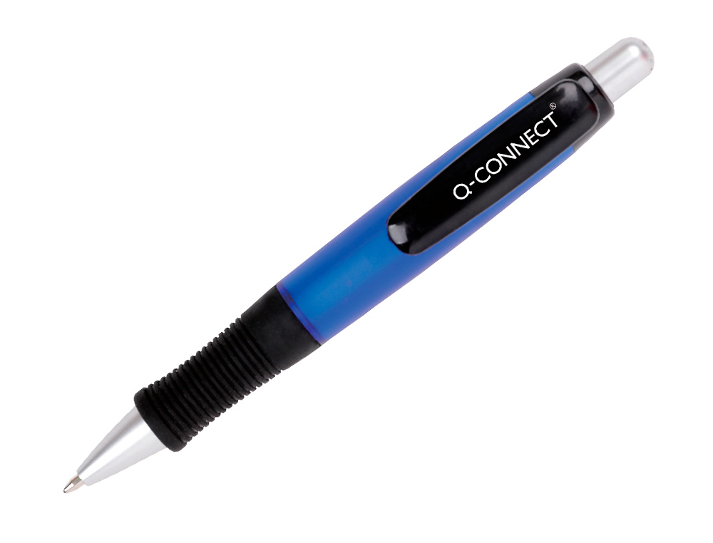 Esferografica q-connect premium retratil com apoio de dedos de borracha cor azul ponta 1 mm (10 unidades) ( Imagem 2 de 4 ) - Preview