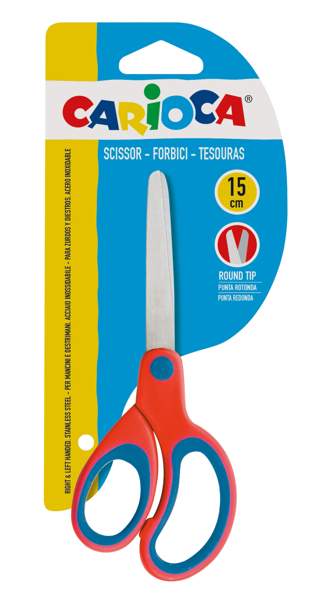 Tesoura P/ Ambidestros Carioca 15Cm Ponta Arredondada Vermelha 42635 Blister ( Imagem 2 de 2 ) - Preview