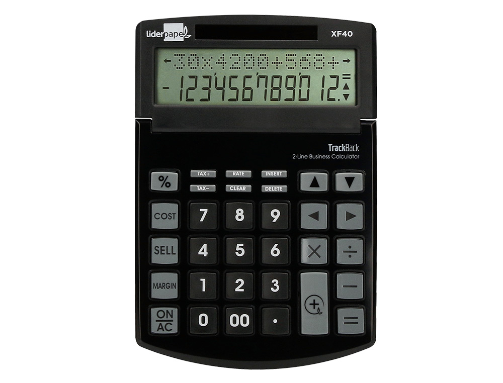Calculadora liderpapel de secretaria xf40 12 digitos duas linhas solar e pilhas cor preto 175x120x30 mm 40% plastico rec ( Imagem 5 de 19 ) - Preview