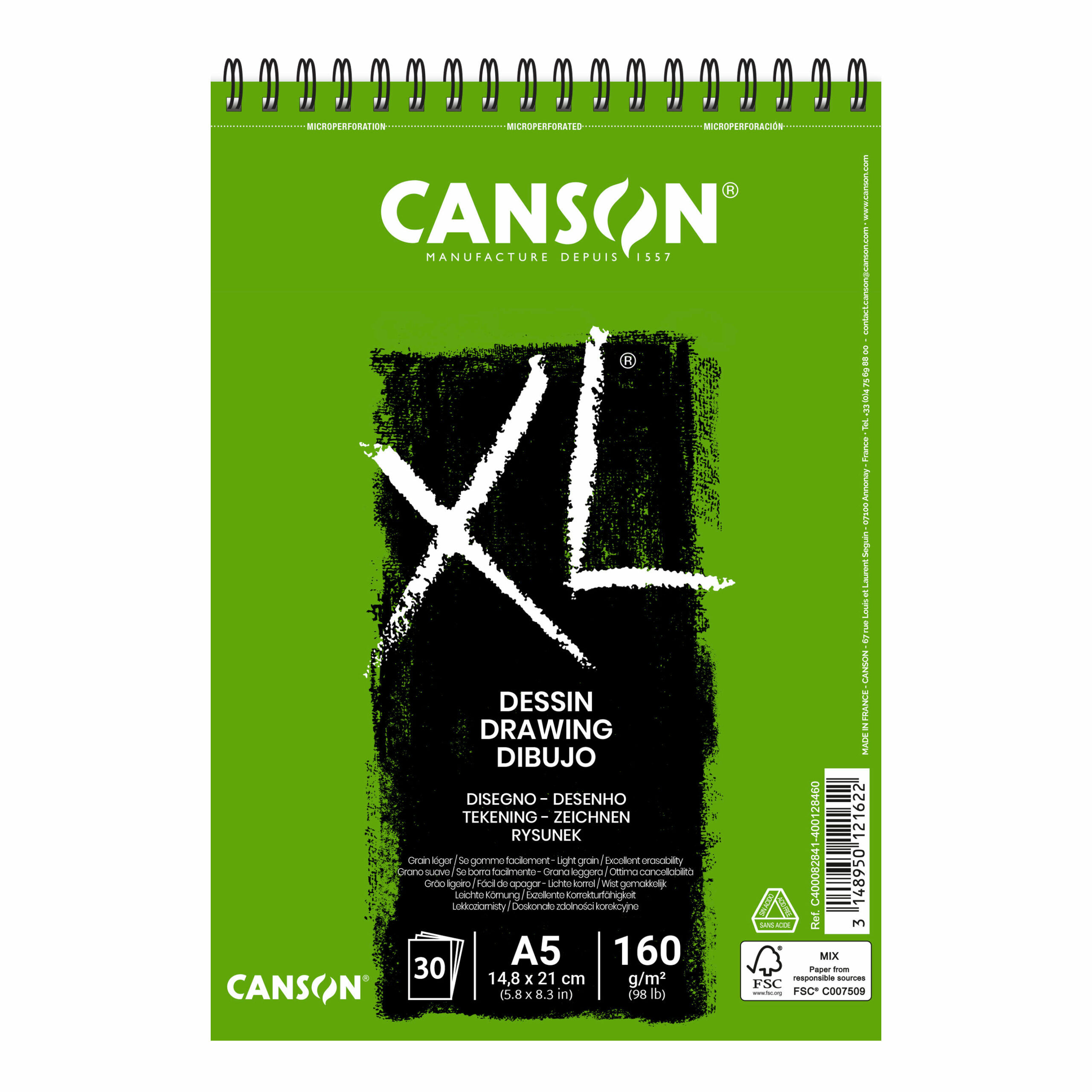 Bloco De Desenho Canson Xl Dessin A5 Espiral 160G 30Fl 400082841 ( Imagem 3 de 3 ) - Preview