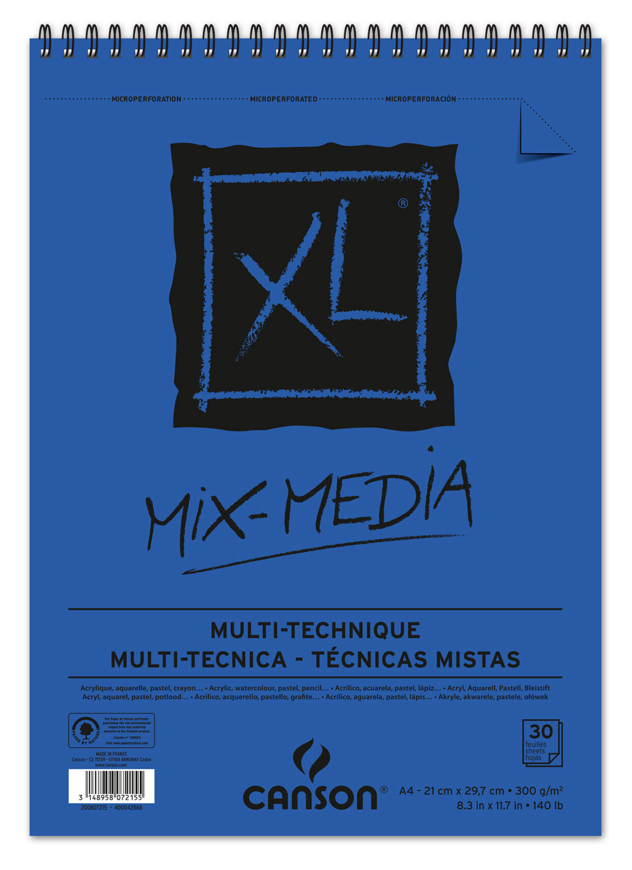 Bloco de Desenho XL Mix Para Aguarela - Canson - Dim. A4 21x29,7cm 30 folhas 300 gr ( Imagem 3 de 5 ) - Preview