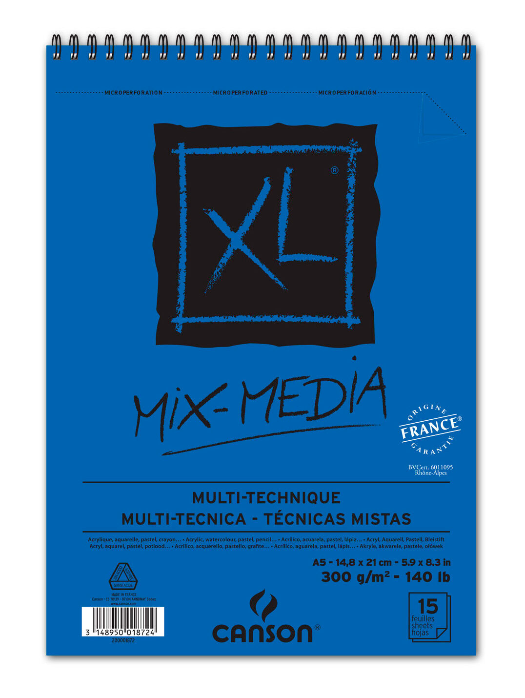 Bloco de desenho aguarela canson xl mix grano medio din a5 15 folhas 300 gr ( Imagem 2 de 3 ) - Preview
