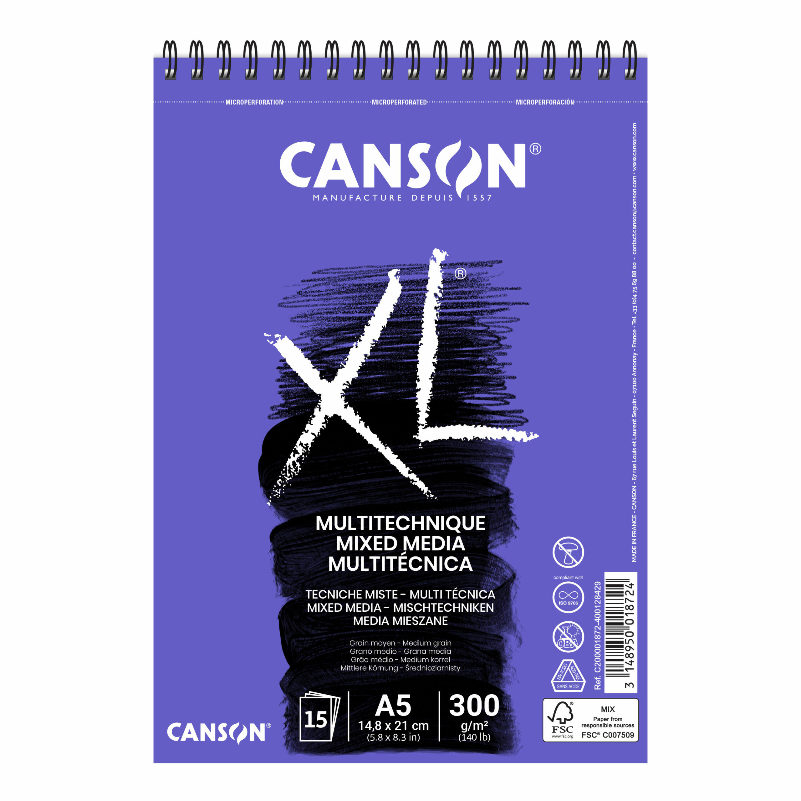 Bloco de desenho aguarela canson xl mix grano medio din a5 15 folhas 300 gr ( Imagem 3 de 3 ) - Preview