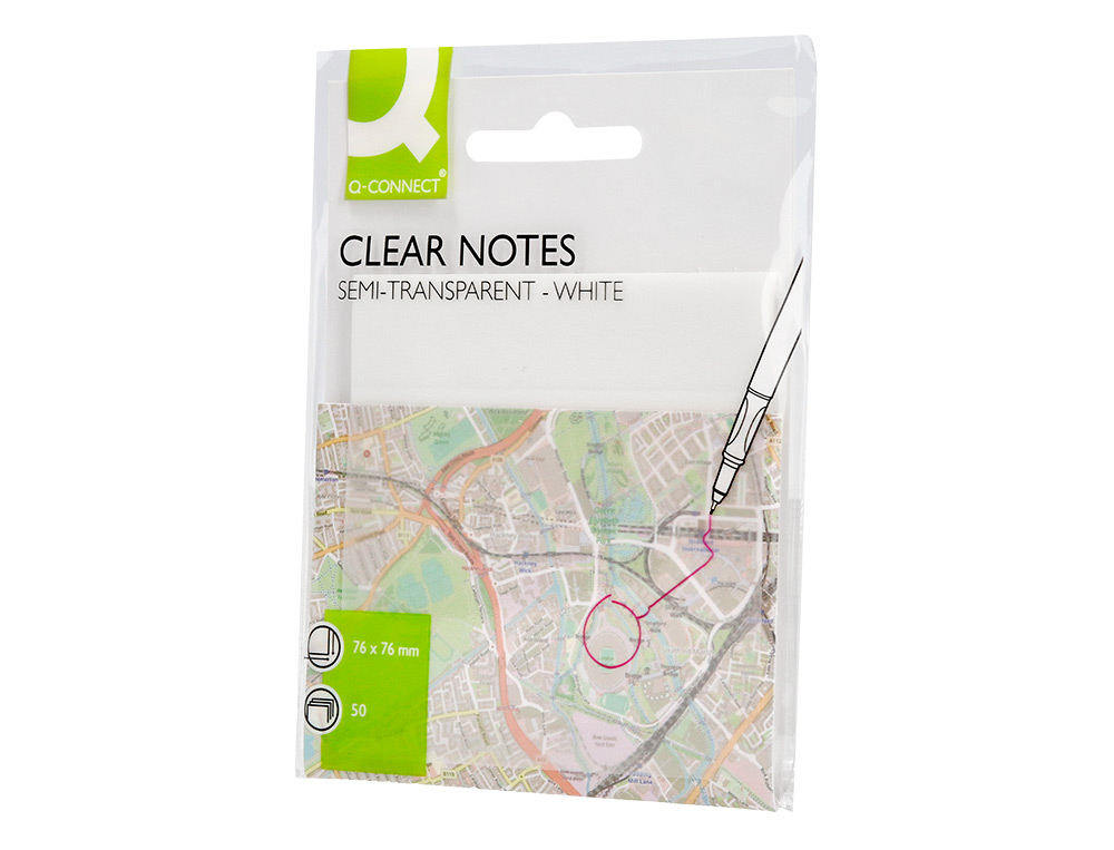 Bloco de notas adesivas q-connect removiveis plastico translucido branco com 50 folhas 76x76 mm ( Imagem 5 de 14 ) - Preview
