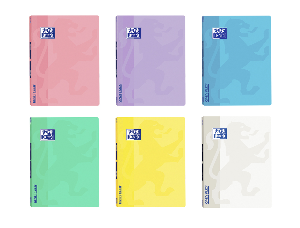 Caderno agrafado oxford openflex capa plastico din a4 48 folhas pautado cores pastel sortidas (10 unidades) ( Imagem 2 de 8 ) - Preview