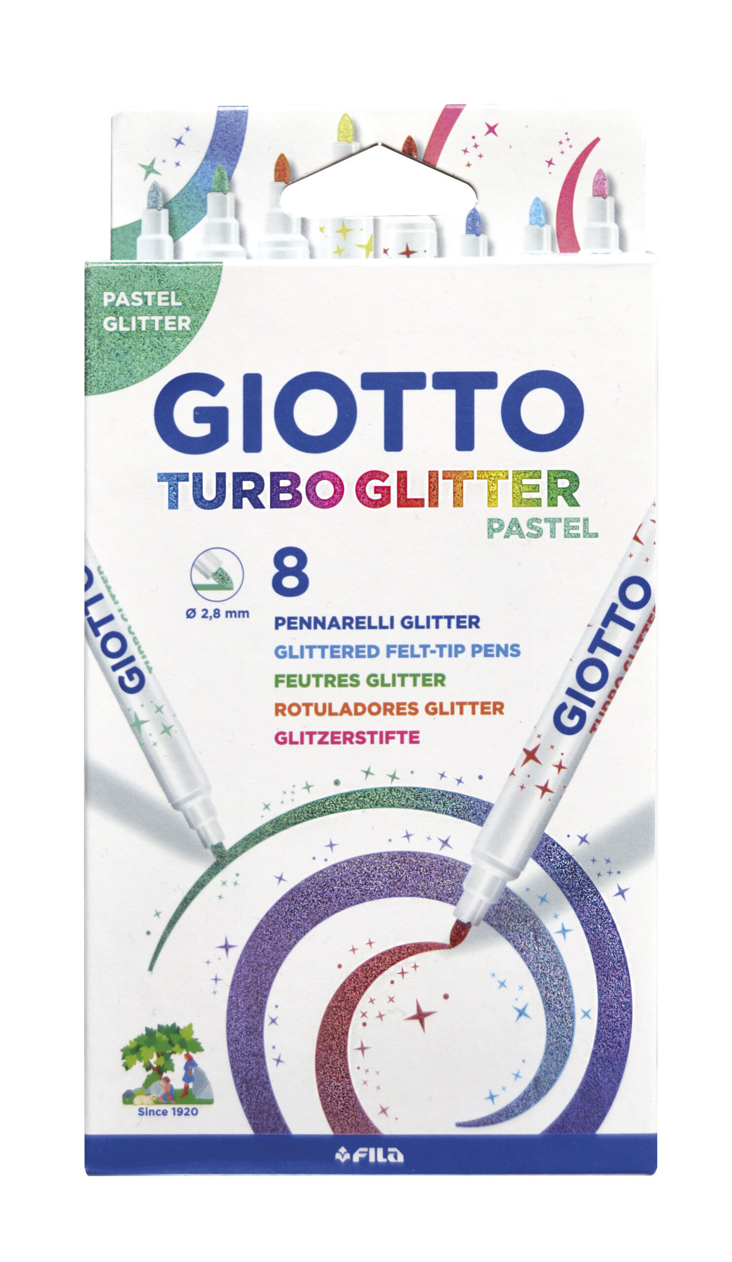 Canetas De Feltro Giotto Turbo Glitter Pastel Blister C/8 426300 ( Imagem 2 de 3 ) - Preview