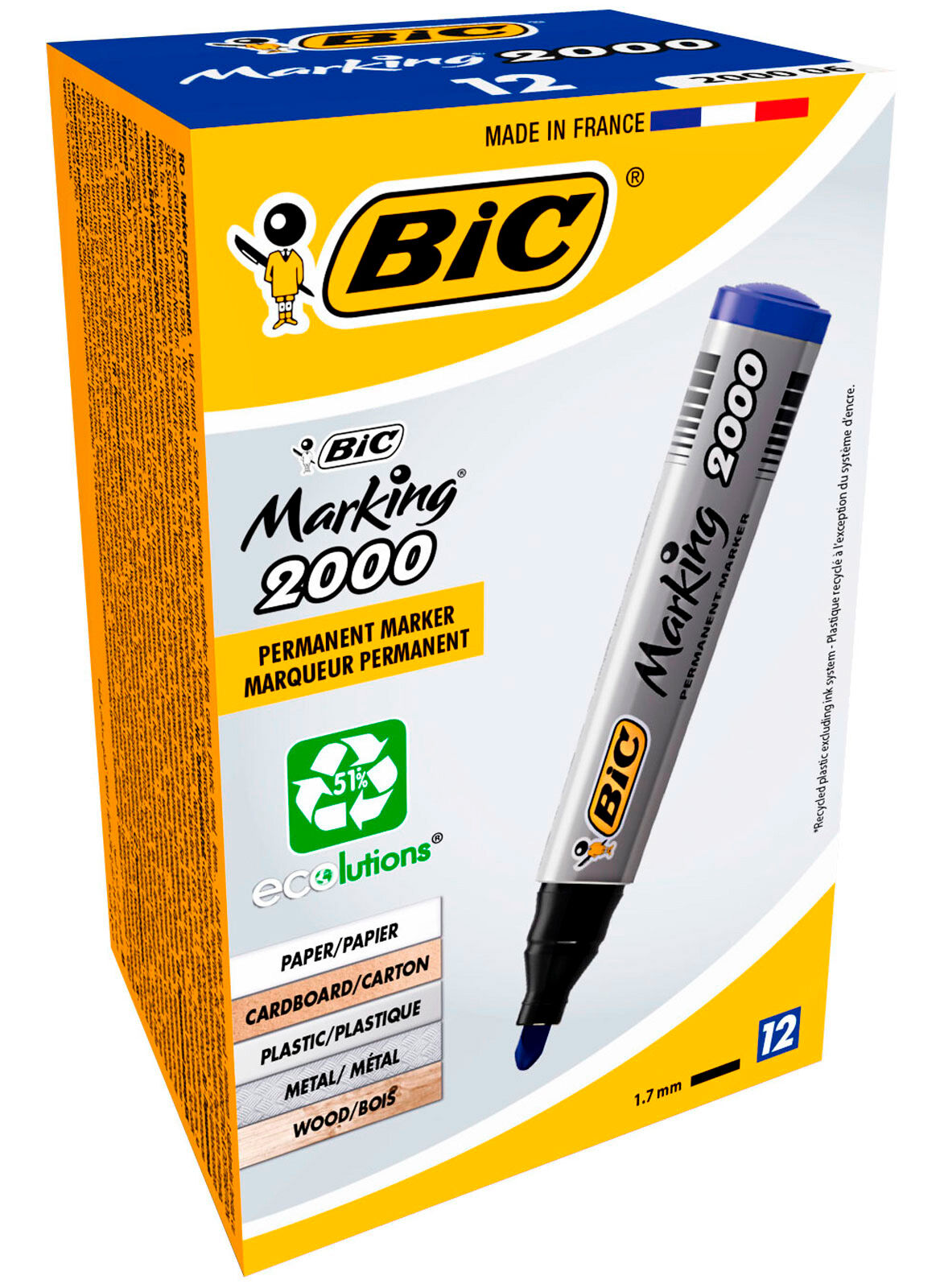 Marcador Permanente Bic Marking 2000 1,7Mm Azul 820914 ( Imagem 3 de 3 ) - Preview