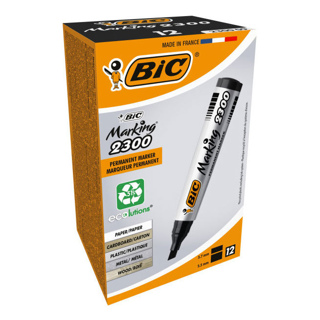Marcador Permanente Bic Marking 2300 3,7-5,5Mm Preto 820926 ( Imagem 2 de 3 ) - Preview