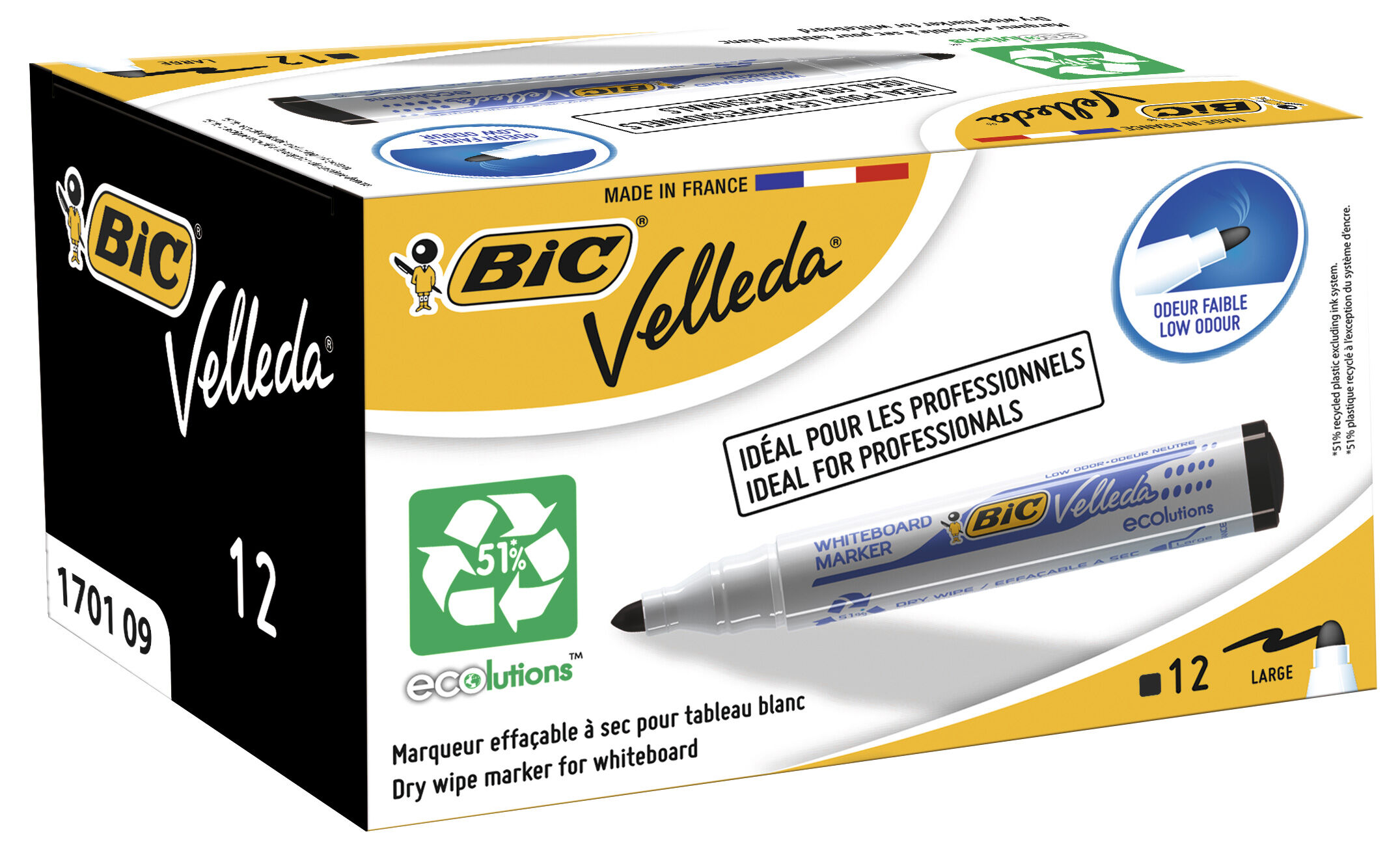 Marcador BIC Velleda - Preto. Ponta redonda ( Imagem 4 de 11 ) - Preview