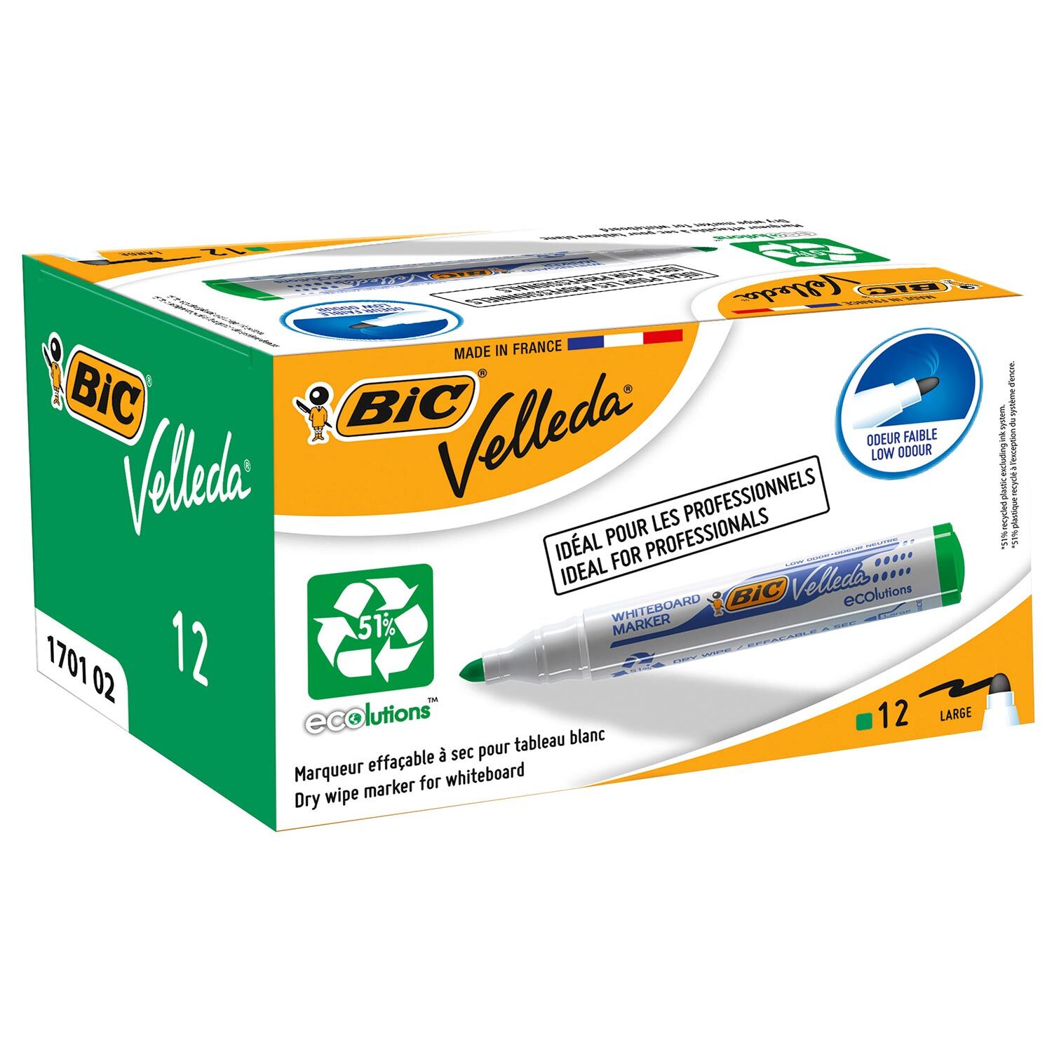 Marcador Bic Velleda Para Quadro Branco Cor Verde - Ponta Redonda 1,3mm ( Imagem 2 de 9 ) - Preview
