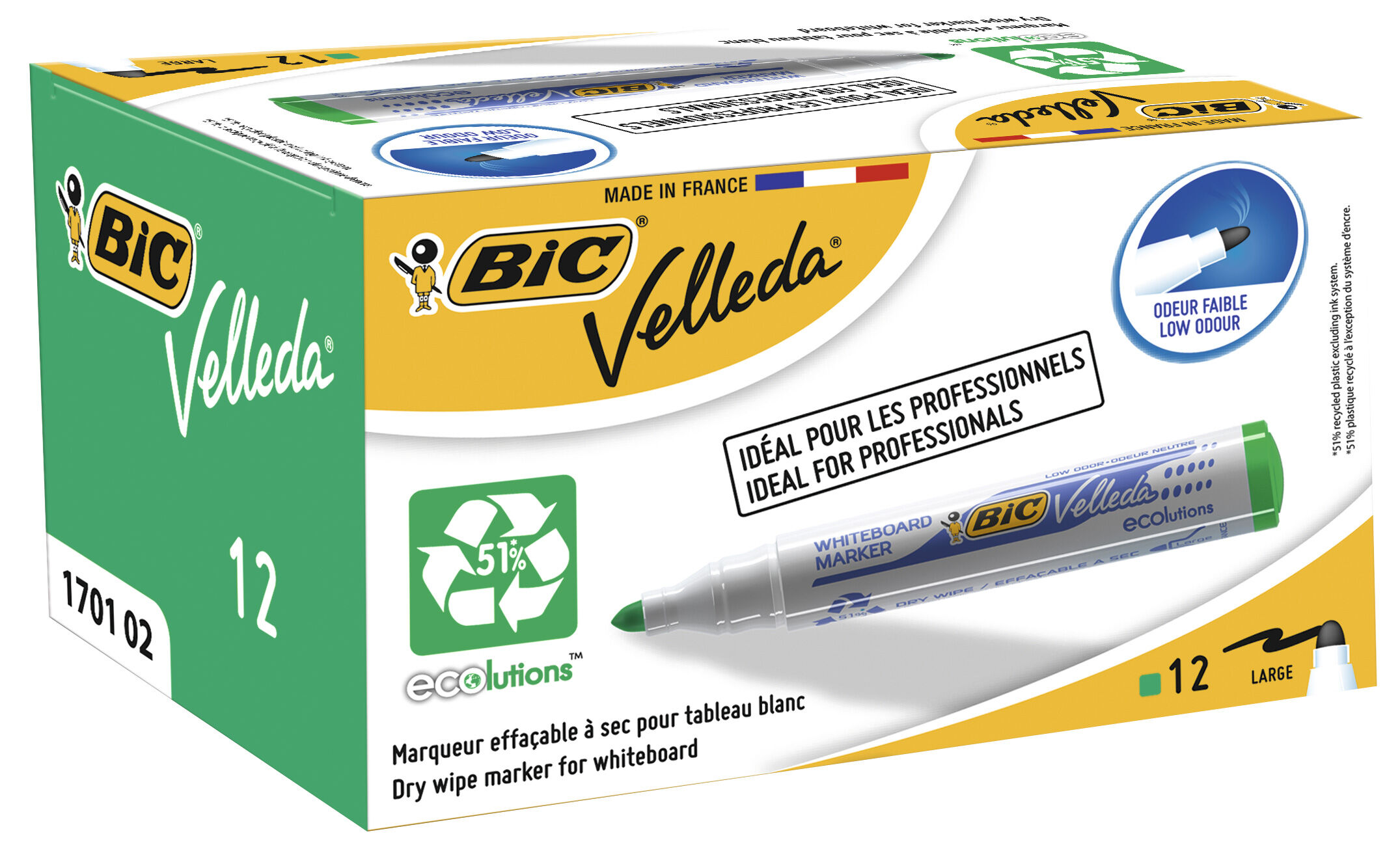 Marcador Bic Velleda Para Quadro Branco Cor Verde - Ponta Redonda 1,3mm ( Imagem 4 de 9 ) - Preview