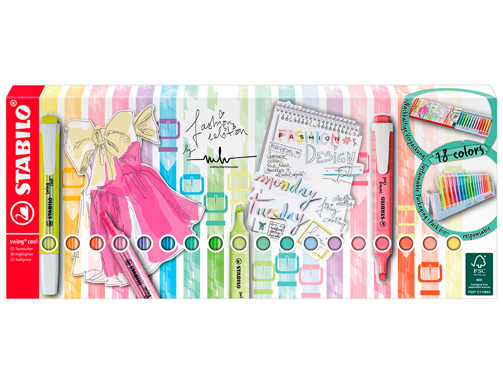 STABILO - 18 UNID. MARCADOR SWING COOL - 275/18-01 ( Imagem 2 de 12 ) - Preview