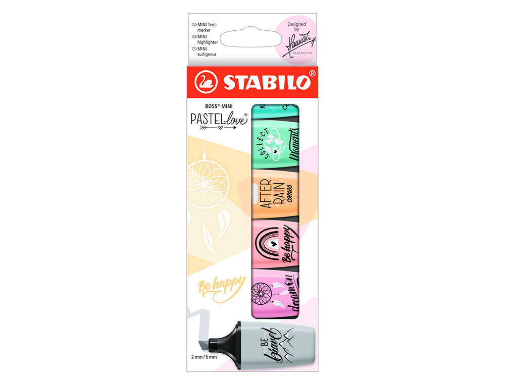 Marcador stabilo boss mini pastel love estojo de 6 unidades cores sortidas ( Imagem 2 de 15 ) - Preview
