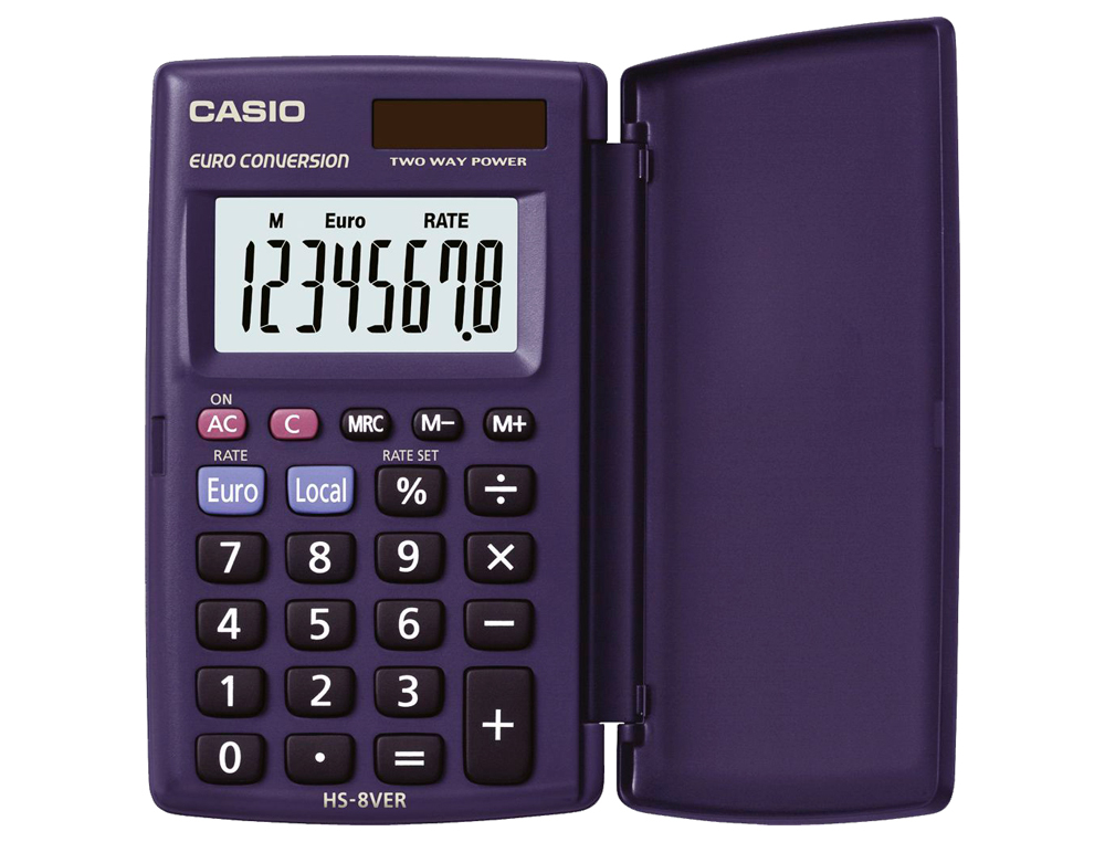 Calculadora casio hs-8ver bolso 8 digitos conversao moeda com capa cor azul ( Imagem 2 de 2 ) - Preview