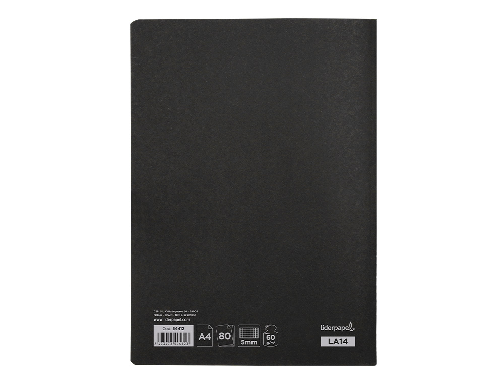 Caderno agrafado liderpapel capa preta din a4 80 f quadricula 5mm 60gr (10 unidades) ( Imagem 3 de 10 ) - Preview
