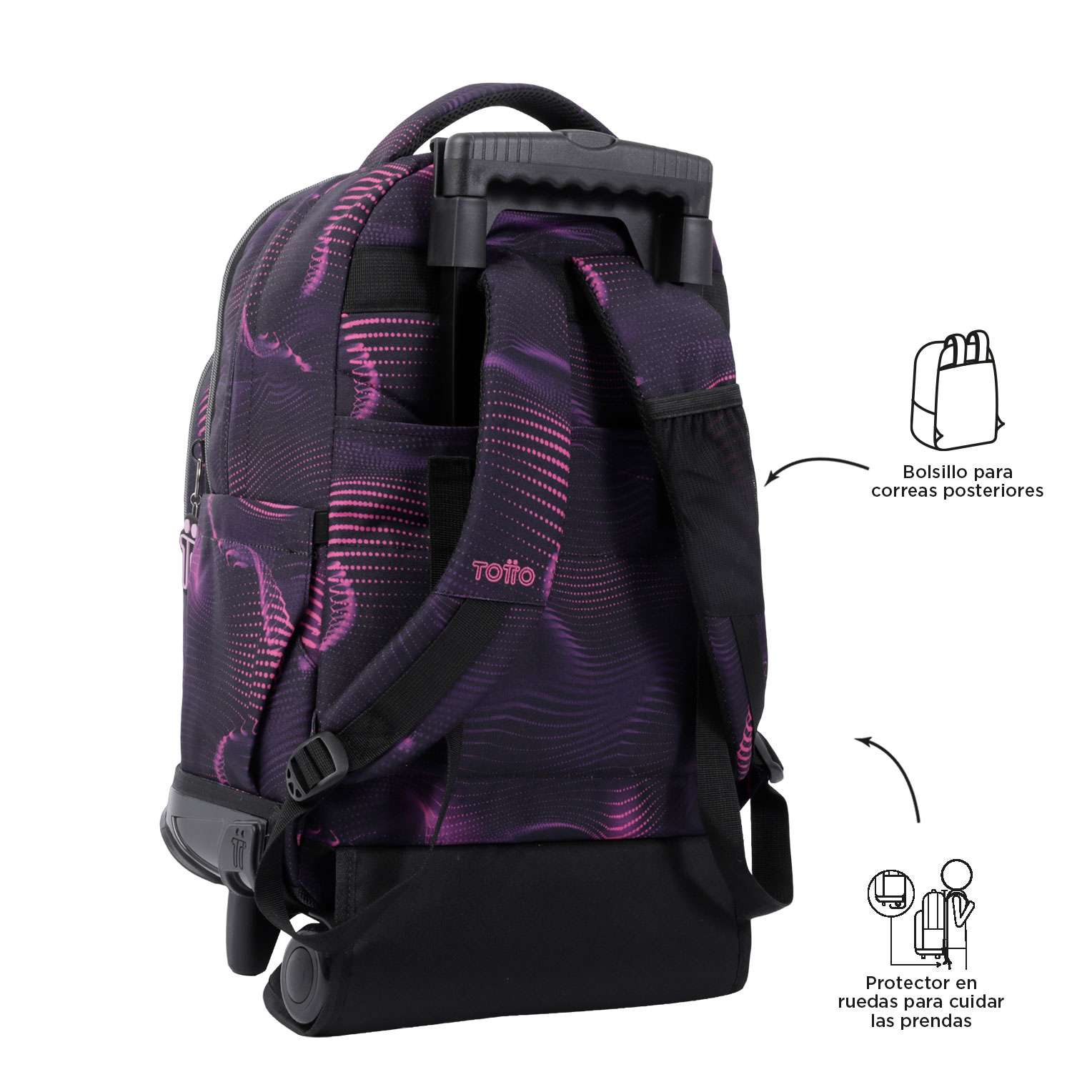 MOCHILA ESCOLAR C/RODAS TOTTO 8 A 12 ANOS RENGLONES 3QR ( Imagem 4 de 4 ) - Preview