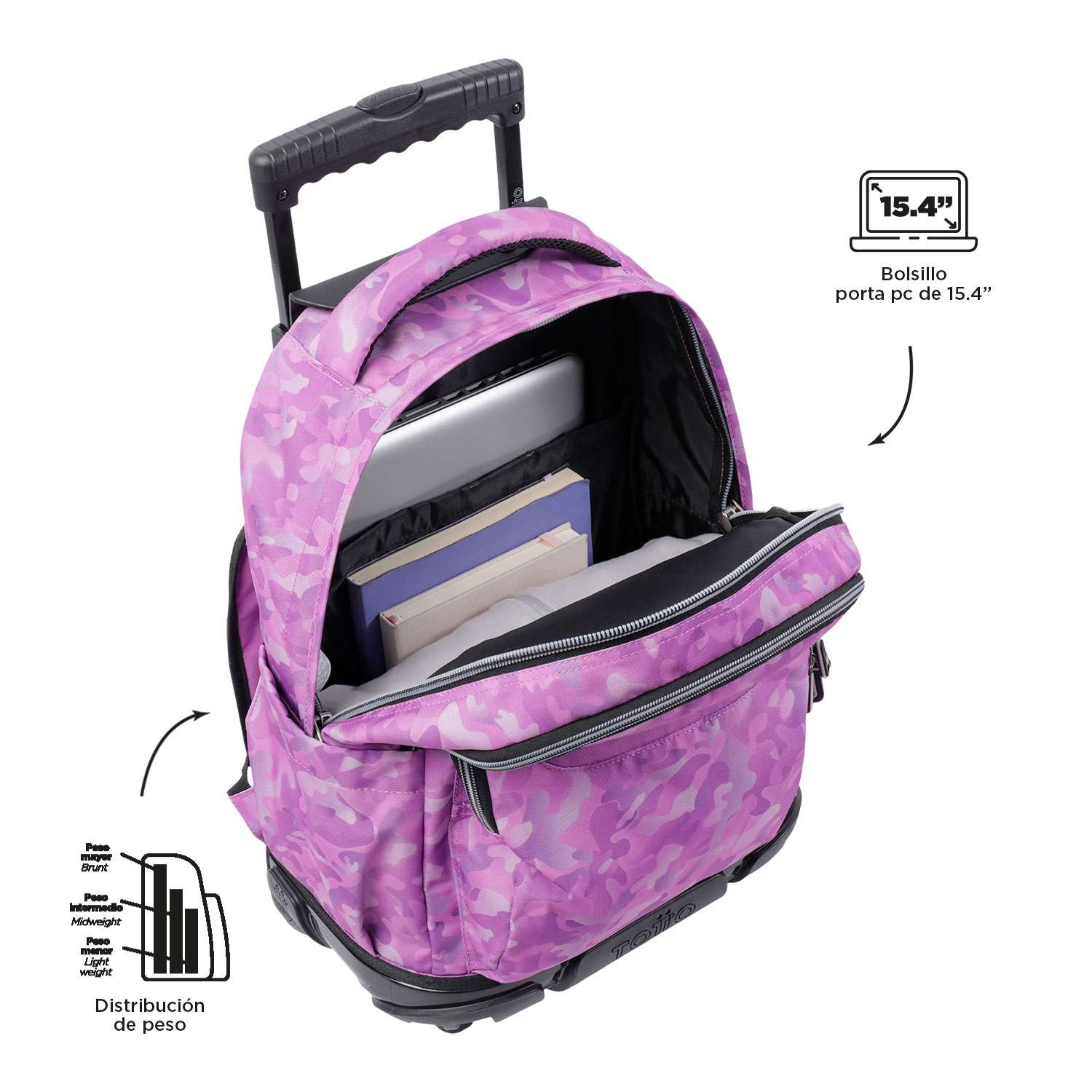 MOCHILA ESCOLAR C/RODAS TOTTO 8 A 12 ANOS RENGLONES 9I8 ( Imagem 3 de 4 ) - Preview