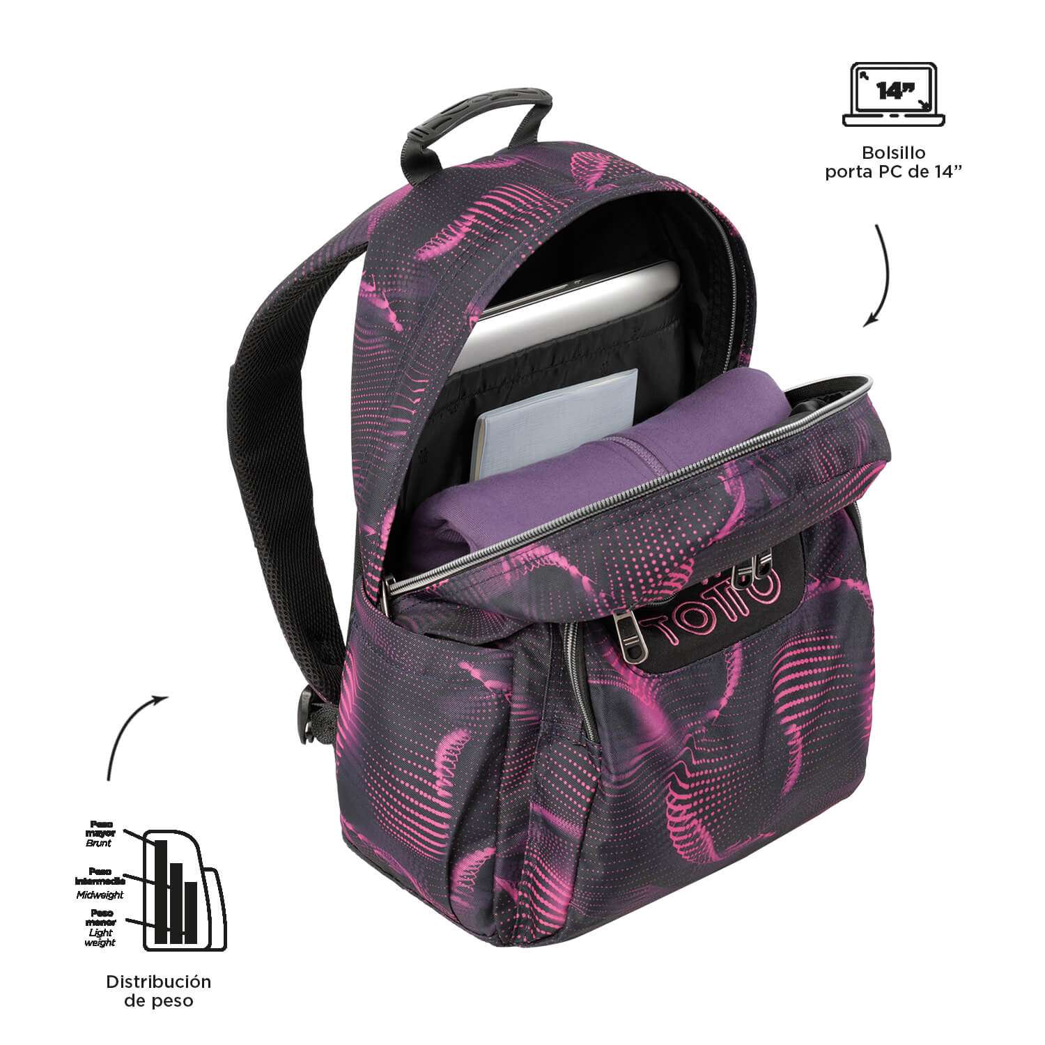 MOCHILA ESCOLAR TOTTO 8 A 12 ANOS ACUARELA 3QR ( Imagem 2 de 4 ) - Preview