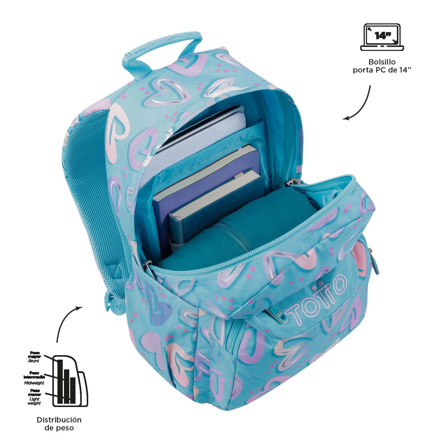 MOCHILA ESCOLAR TOTTO 8 A 12 ANOS ACUARELA 6JT ( Imagem 3 de 4 ) - Preview
