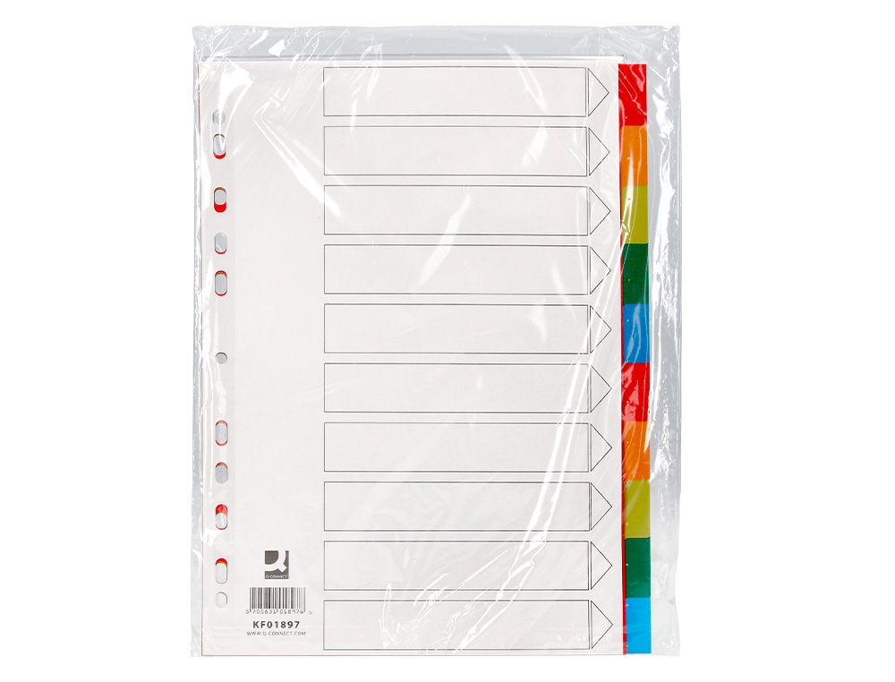 Separador q-connect plastico conjunto de 10 separadores din a4 multiperfurados ( Imagem 2 de 12 ) - Preview