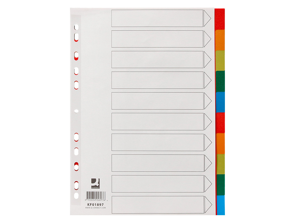 Separador q-connect plastico conjunto de 10 separadores din a4 multiperfurados ( Imagem 3 de 12 ) - Preview