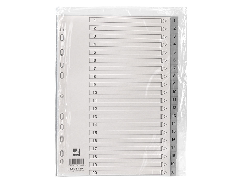 Separador numerico q-connect plastico 1-20 conjunto de 20 separadores din a4 multiperfurados ( Imagem 2 de 12 ) - Preview