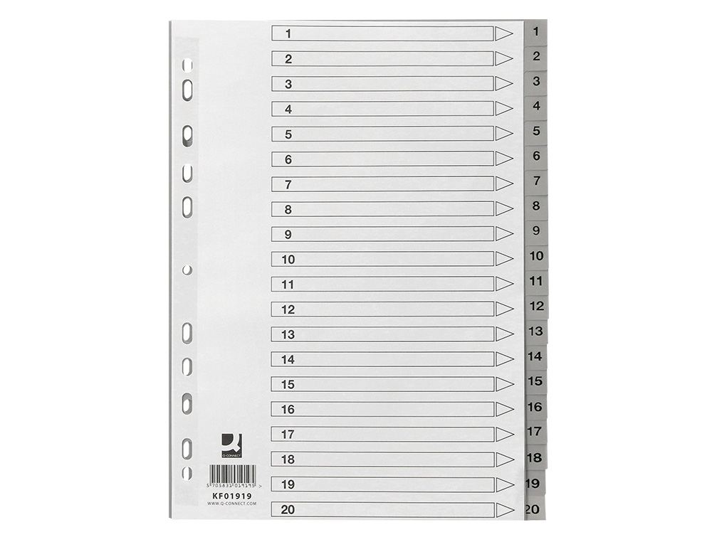 Separador numerico q-connect plastico 1-20 conjunto de 20 separadores din a4 multiperfurados ( Imagem 3 de 12 ) - Preview