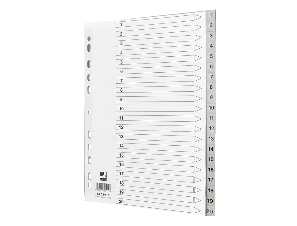 Separador numerico q-connect plastico 1-20 conjunto de 20 separadores din a4 multiperfurados ( Imagem 4 de 12 ) - Preview