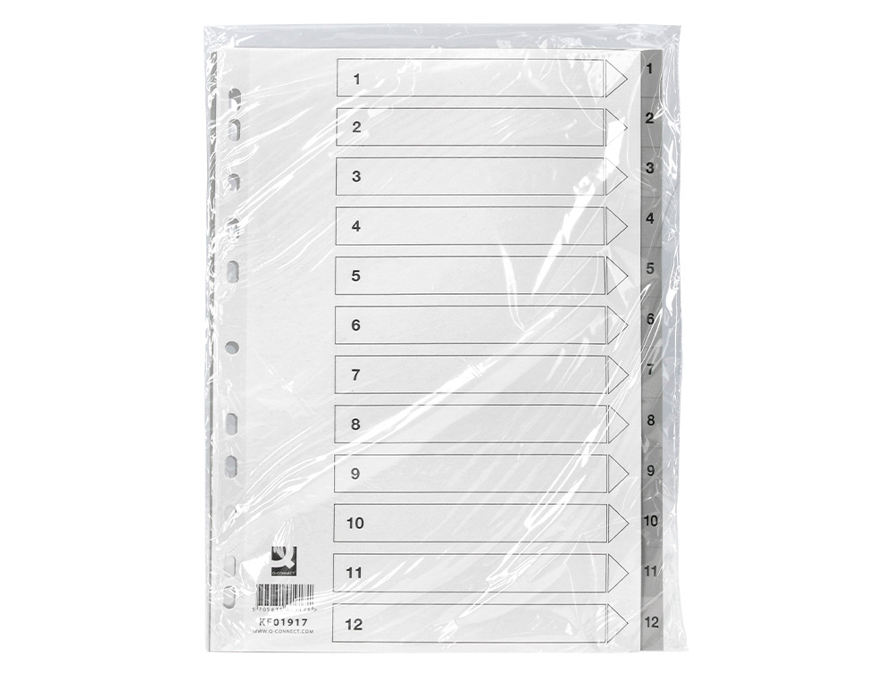 Separador numerico q-connect plastico 1-12 conjunto de 12 separadores din a4 multiperfurados ( Imagem 2 de 12 ) - Preview