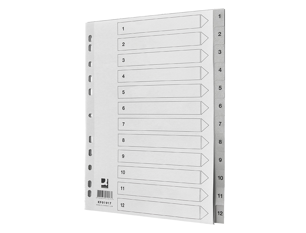 Separador numerico q-connect plastico 1-12 conjunto de 12 separadores din a4 multiperfurados ( Imagem 4 de 12 ) - Preview