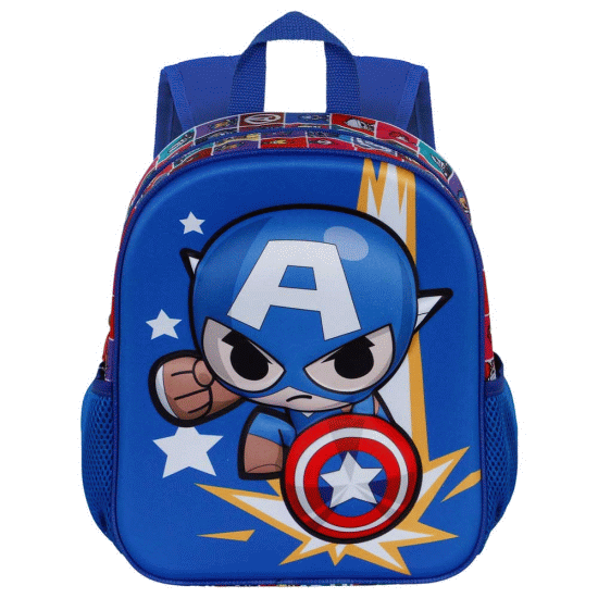 Capitão América Punch Mochila 3D Pequena, Azul ( Imagem 2 de 4 ) - Preview
