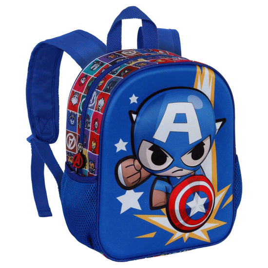 Capitão América Punch Mochila 3D Pequena, Azul ( Imagem 3 de 4 ) - Preview