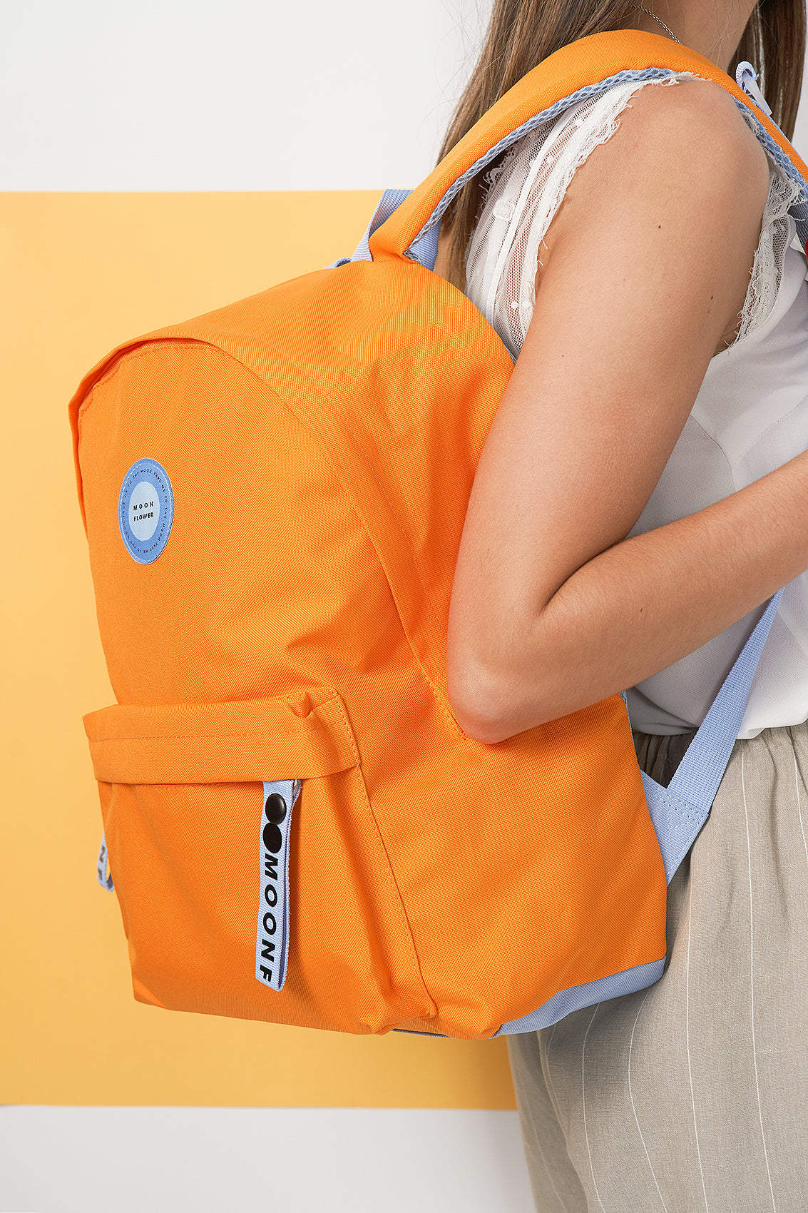 Mochila Escolar Moonflower Plain Laranja ( Imagem 4 de 7 ) - Preview