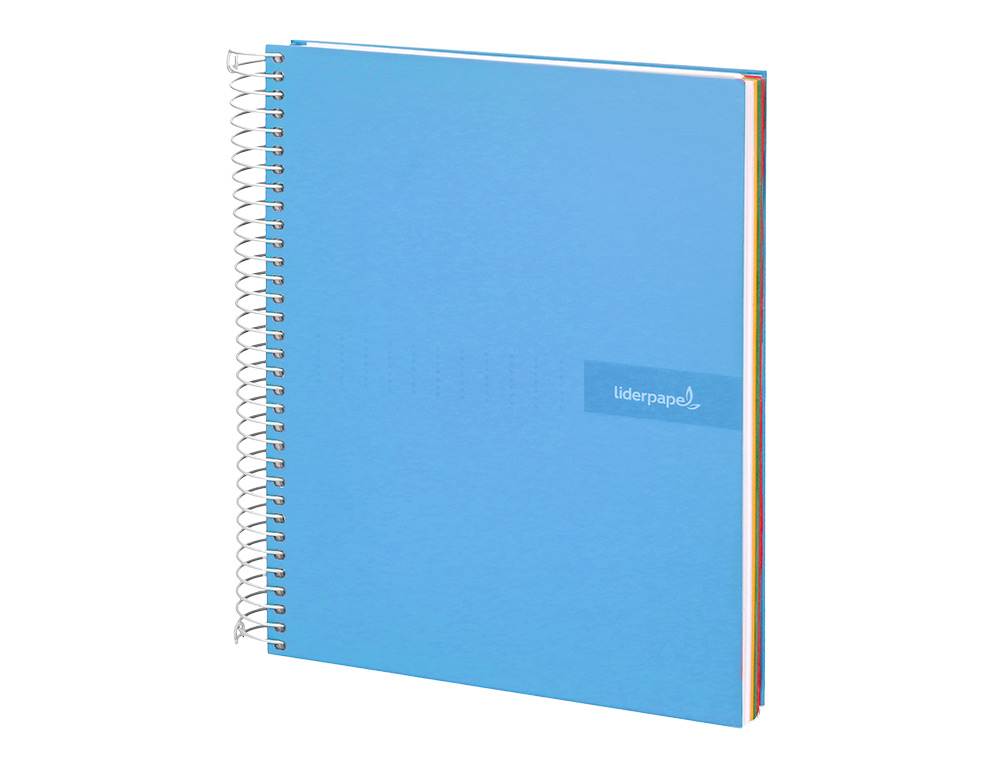 Caderno espiral liderpapel din a4 crafty capa forrada 120 f 90 gr quadricula 5 mm 5 bandas de cores 4 cores celeste ( Imagem 4 de 16 ) - Preview