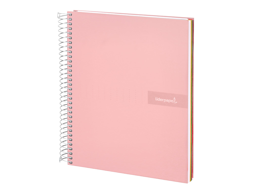 Caderno espiral liderpapel din a5 crafty capa forrada 120 f 90 gr quadricula 5mm 5 bandas de cores 6 furos cor rosa ( Imagem 5 de 16 ) - Preview