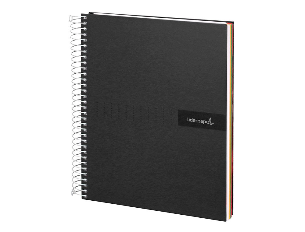 Caderno espiral liderpapel din a5 crafty capa forrada 120 f 90 gr quadricula 5mm 5 bandas de cores 6 furos cor preto ( Imagem 5 de 16 ) - Preview