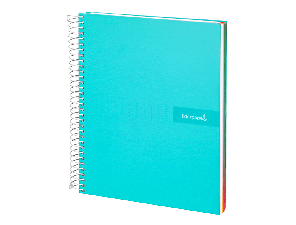 Caderno espiral liderpapel din a5 crafty capa forrada 120 f 90 gr quadricula 5mm 5 bandas de cores 6 furos cor turquesa ( Imagem 5 de 16 ) - Preview