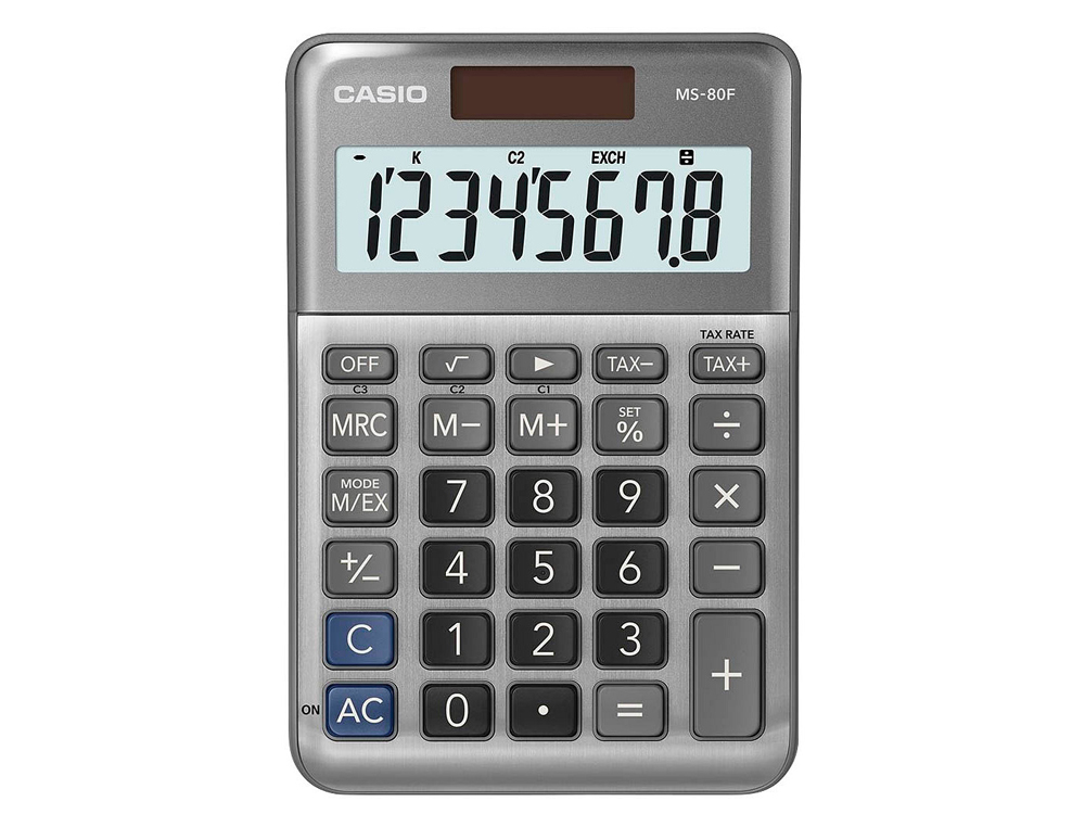 Calculadora casio ms-80f de secretaria 8 digitos tax +/- cor prata ( Imagem 2 de 2 ) - Preview
