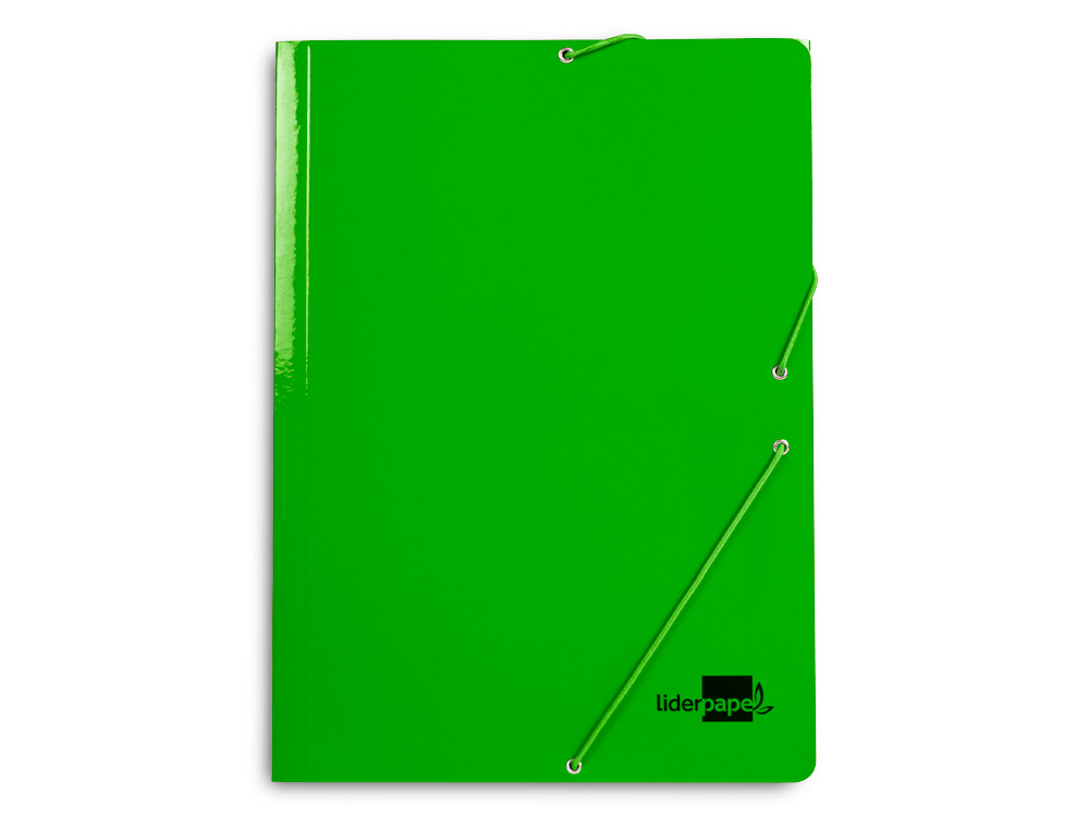 Pasta liderpapel de elasticos folio 3 abas cartao plastificado cor verde ( Imagem 2 de 16 ) - Preview