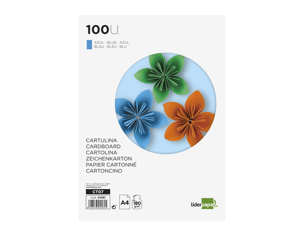 Cartolina liderpapel 180 gr 100 folhas din a4 azul ( Imagem 3 de 20 ) - Preview