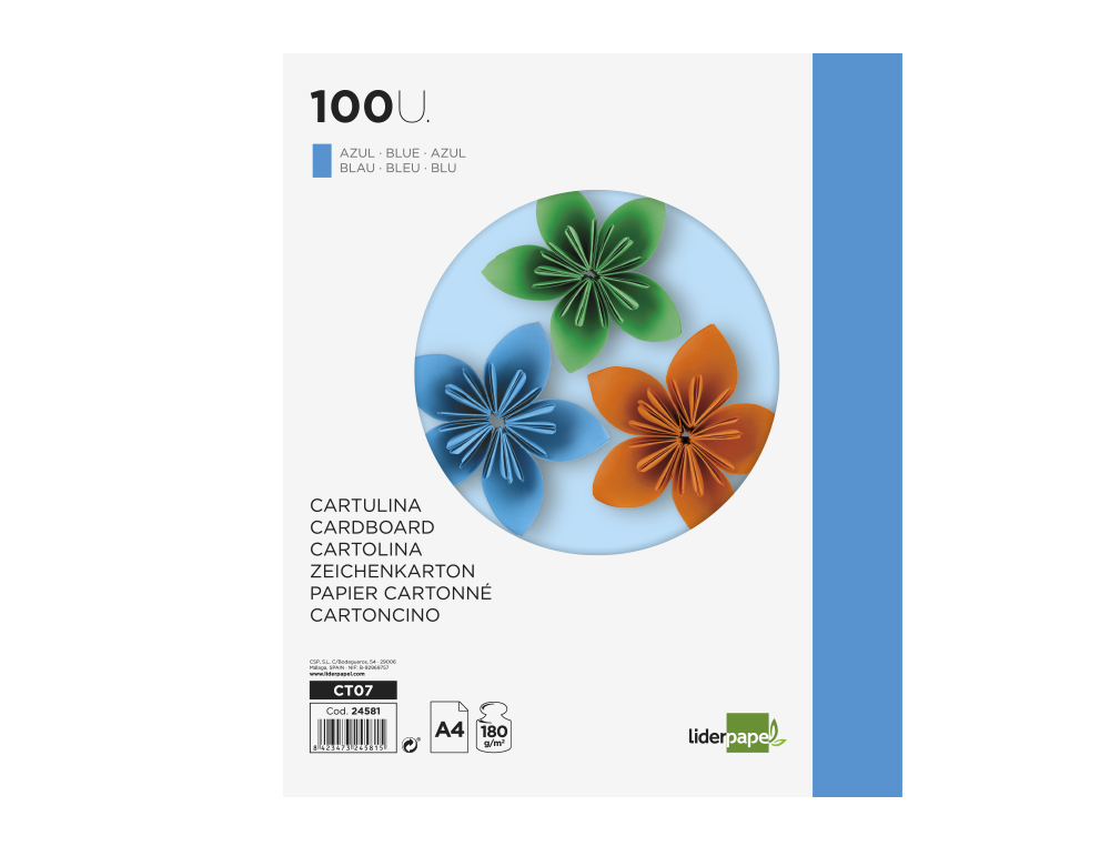Cartolina liderpapel 180 gr 100 folhas din a4 azul ( Imagem 4 de 20 ) - Preview