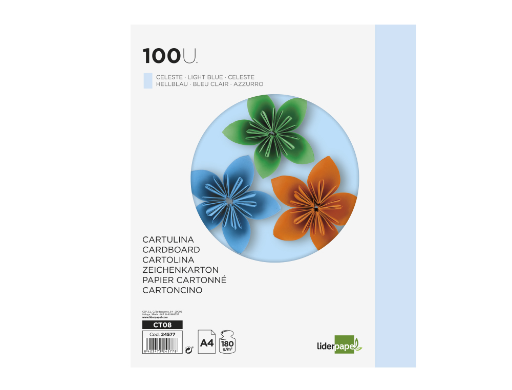 Cartolina liderpapel 180 gr 100 folhas din a4 celeste ( Imagem 4 de 20 ) - Preview